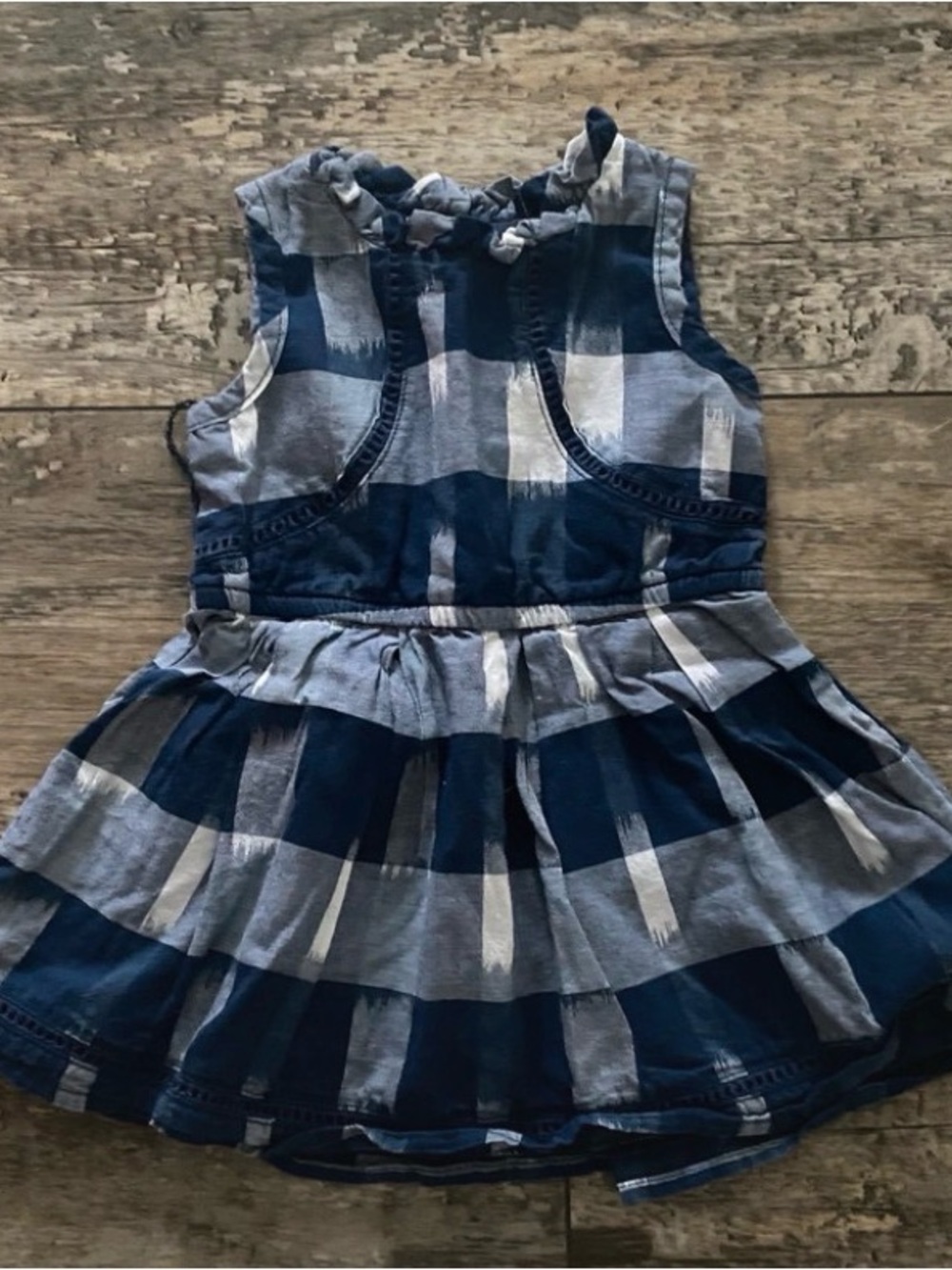 Girls Blue Plaided Dress Size 12 Months